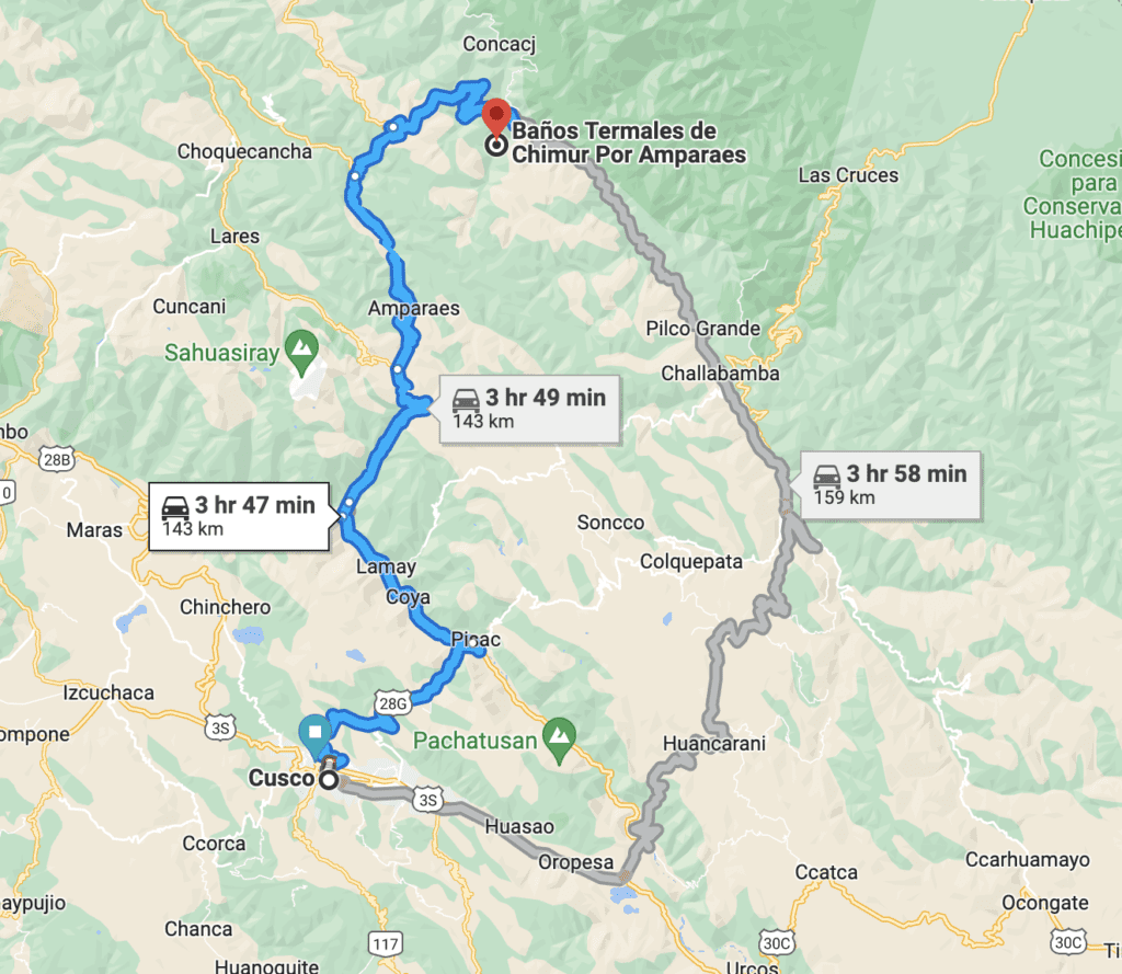 Cusco to Chimur hot springs